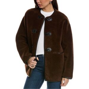 NWT Rebecca Minkoff Women’s Chocolate Shearling Toggle Jacket Large